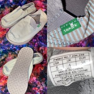 Sanuk Mint and Gray Stripes Size 5